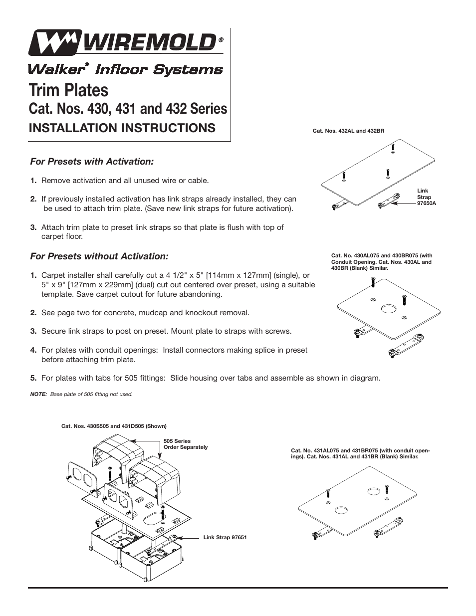 Legrand WKD Infloor Systems Trim Plates User Manual | 2 pages