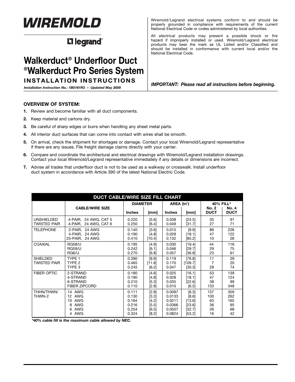 Legrand WKD Pro Series System User Manual | 12 pages