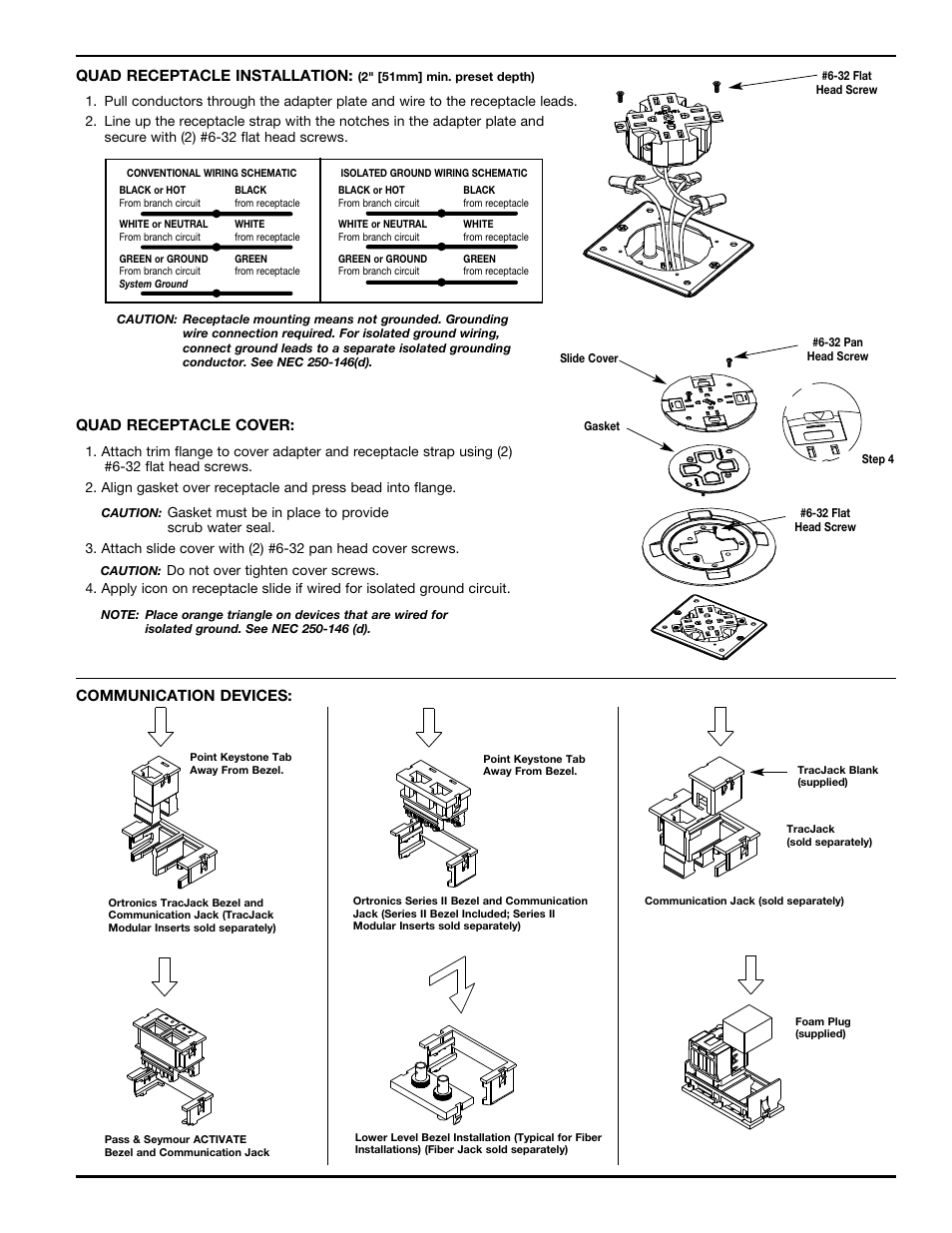 Quad receptacle cover | Legrand WKD Pro Series Round Flush Cover Plates User Manual | Page 2 / 4