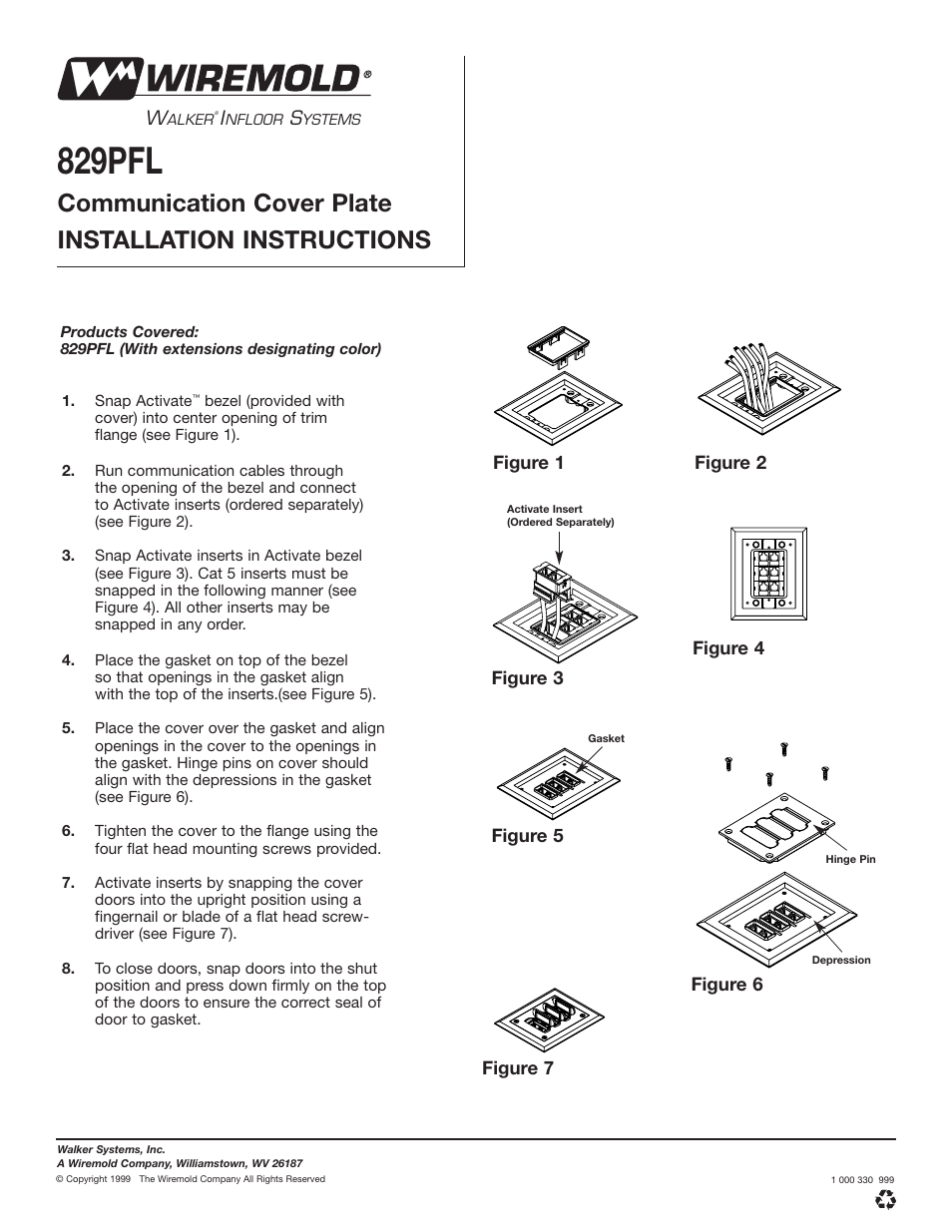 Legrand WKD ProSeries Underfloor Duct Communication Cover User Manual | 1 page