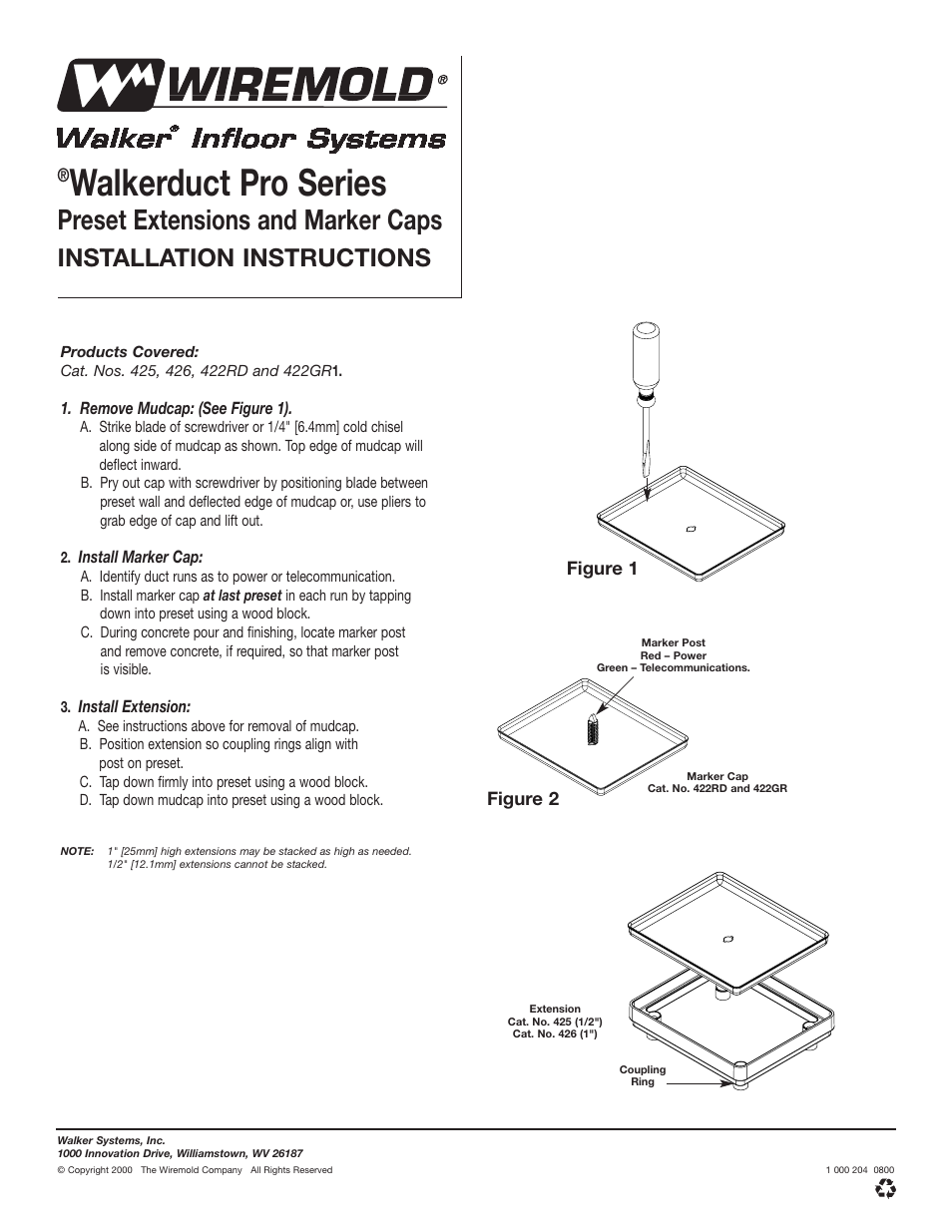 Legrand WKD Pro Series Preset Extensions User Manual | 1 page