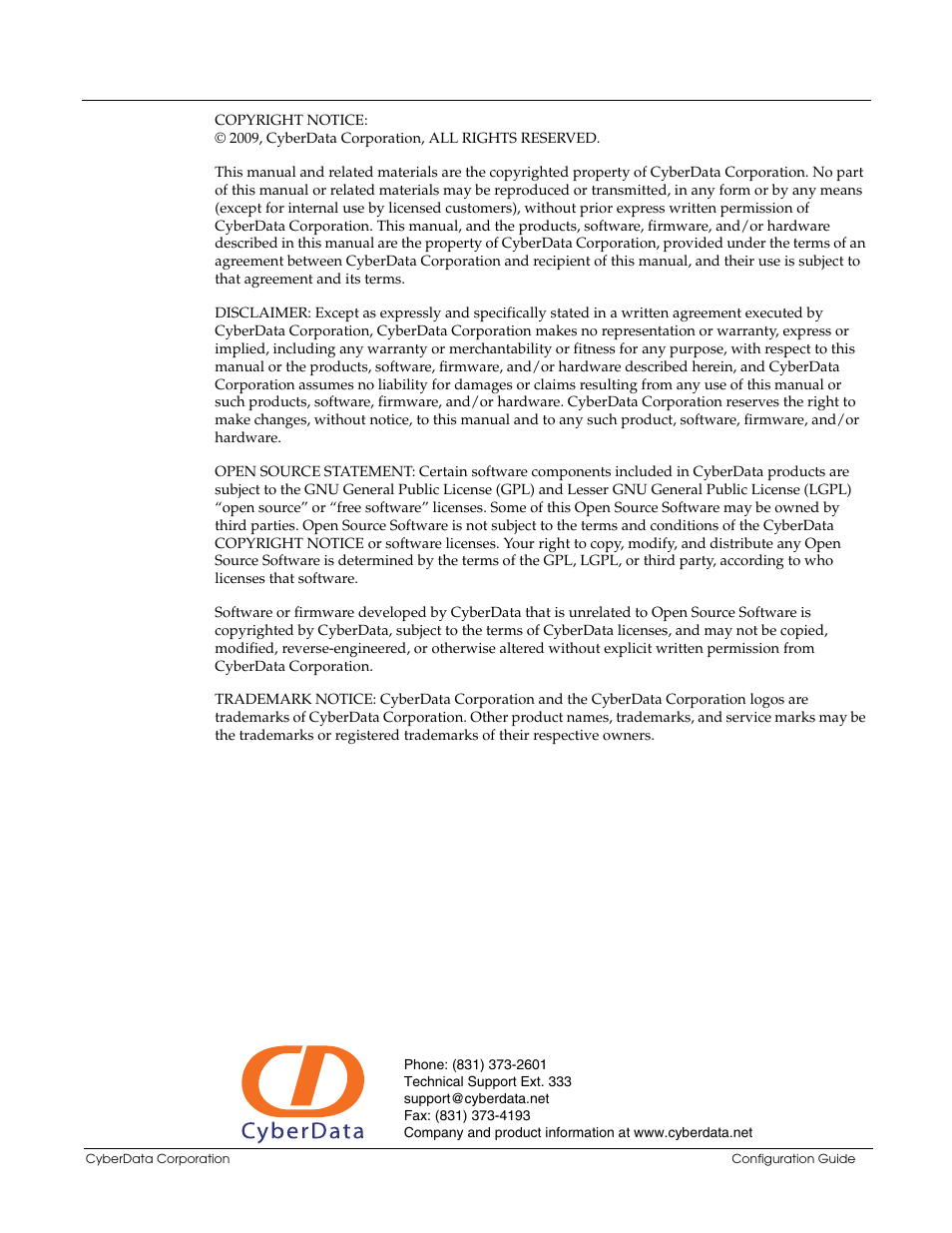 CyberData VoIP Paging/Loudspeaker Amplifier User Manual | Page 2 / 14