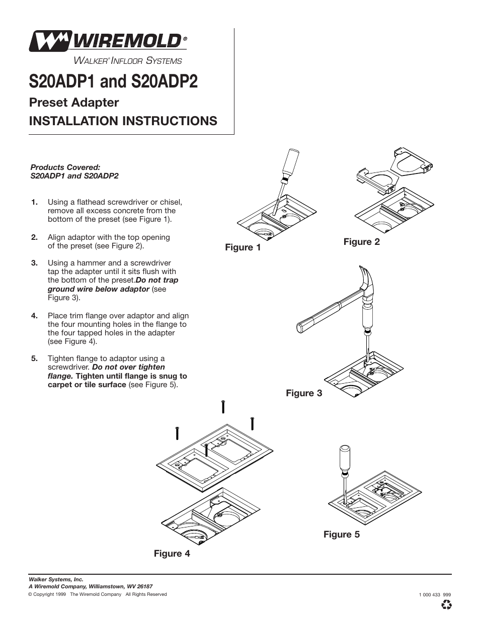 Legrand WKD ProSeries Underfloor Duct Preset Adapter User Manual | 1 page