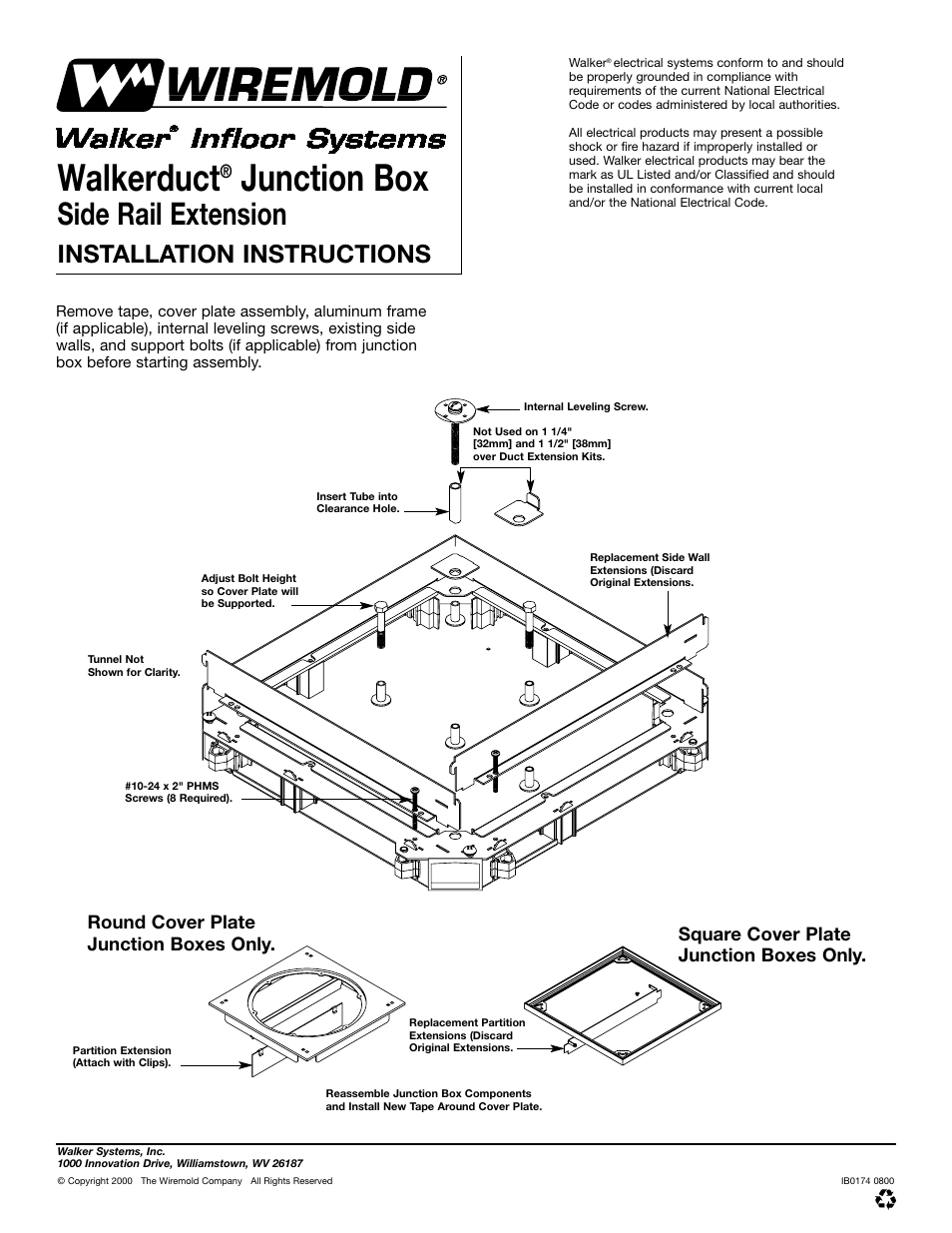 Legrand WKD ProSeries Underfloor Duct Adjustable Extension Ring User Manual | 1 page