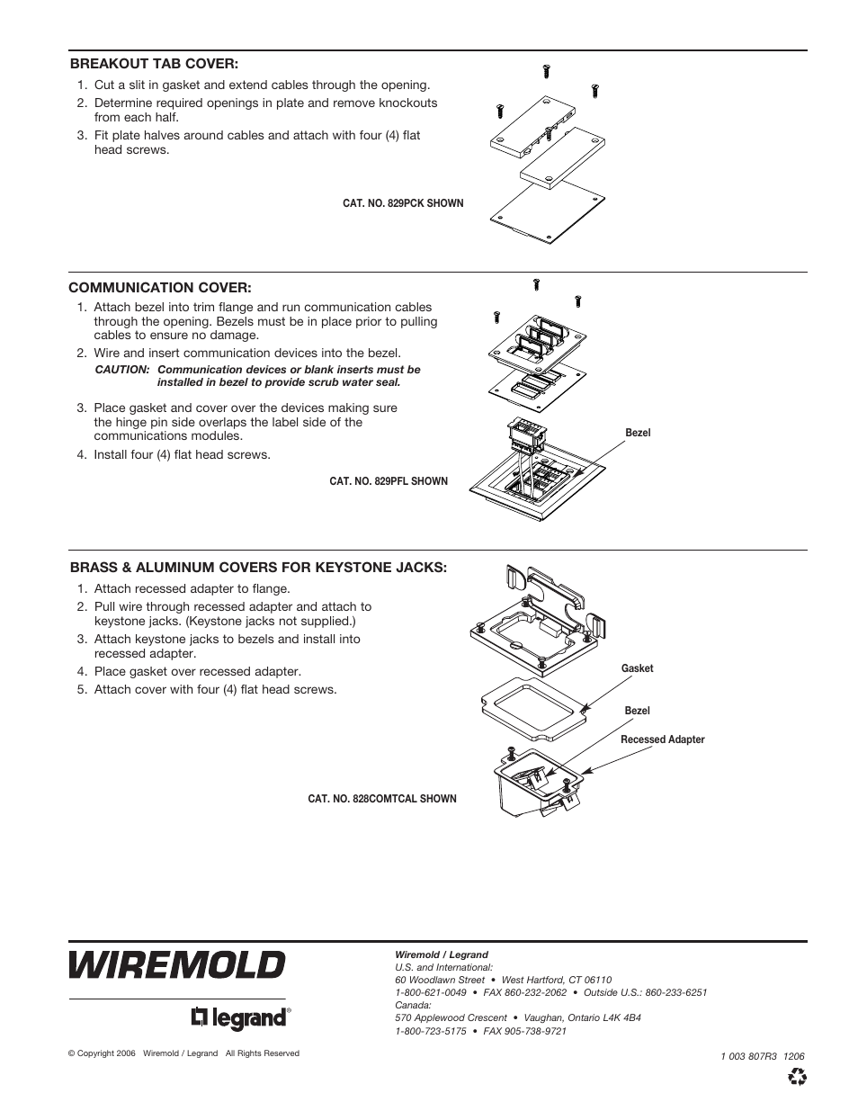 Legrand WKD ProSeries Underfloor Duct Rectangular Floor Box Covers User Manual | Page 4 / 4