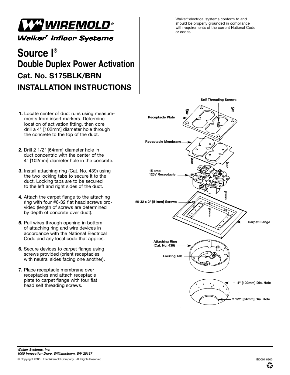 Legrand S175BLK User Manual | 1 page