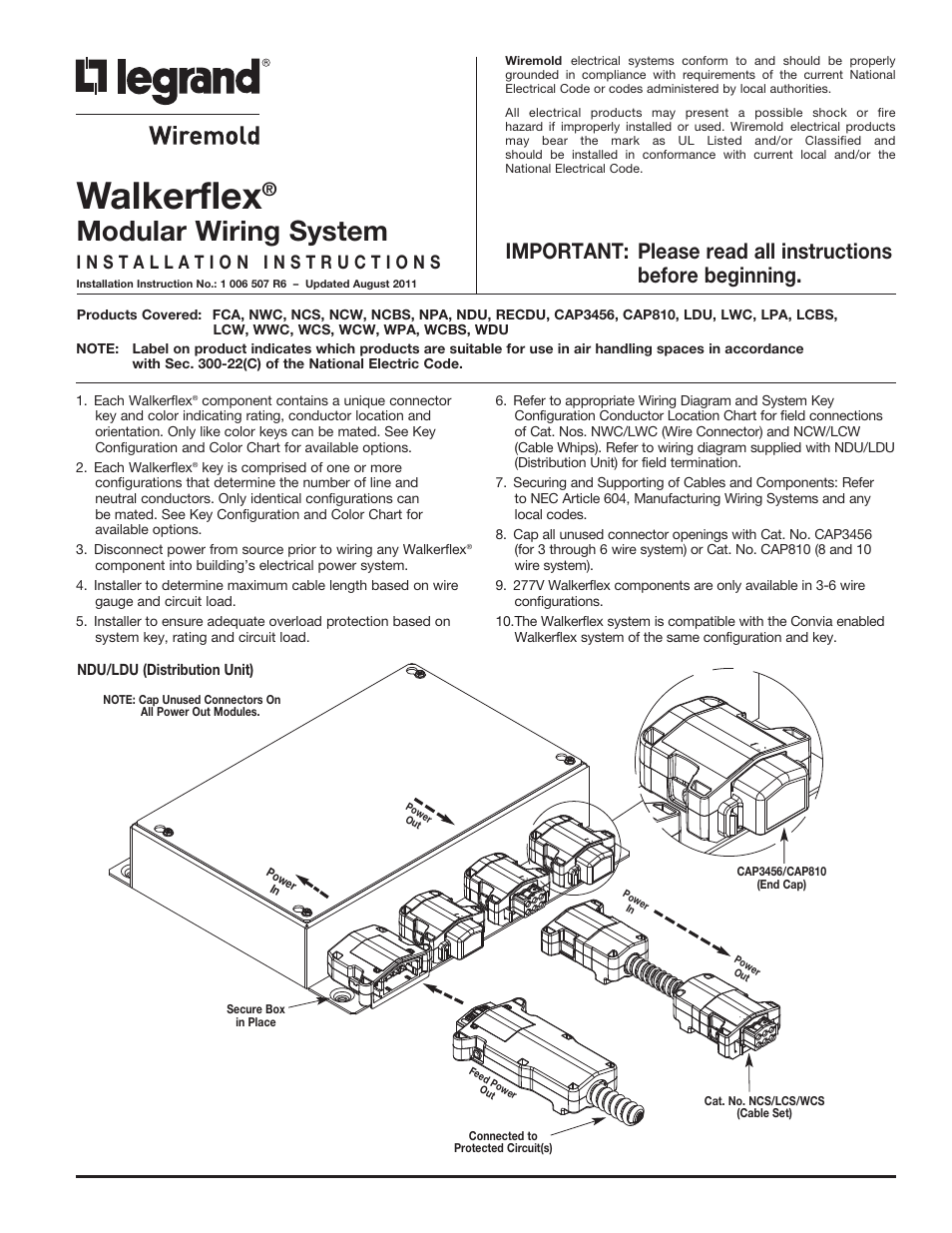 Legrand Walkerflex Modular Wiring System User Manual | 8 pages