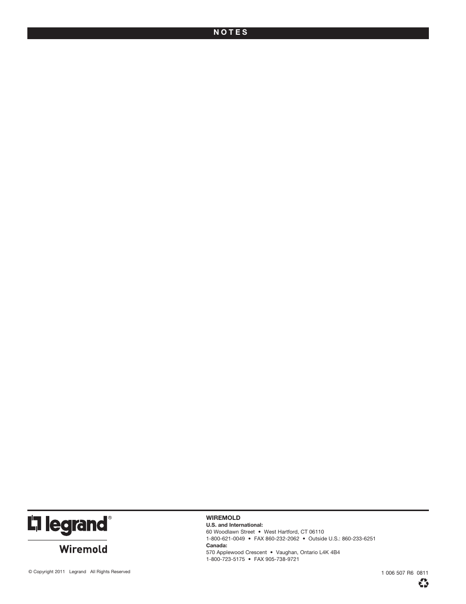 Legrand Walkerflex Modular Wiring System User Manual | Page 8 / 8