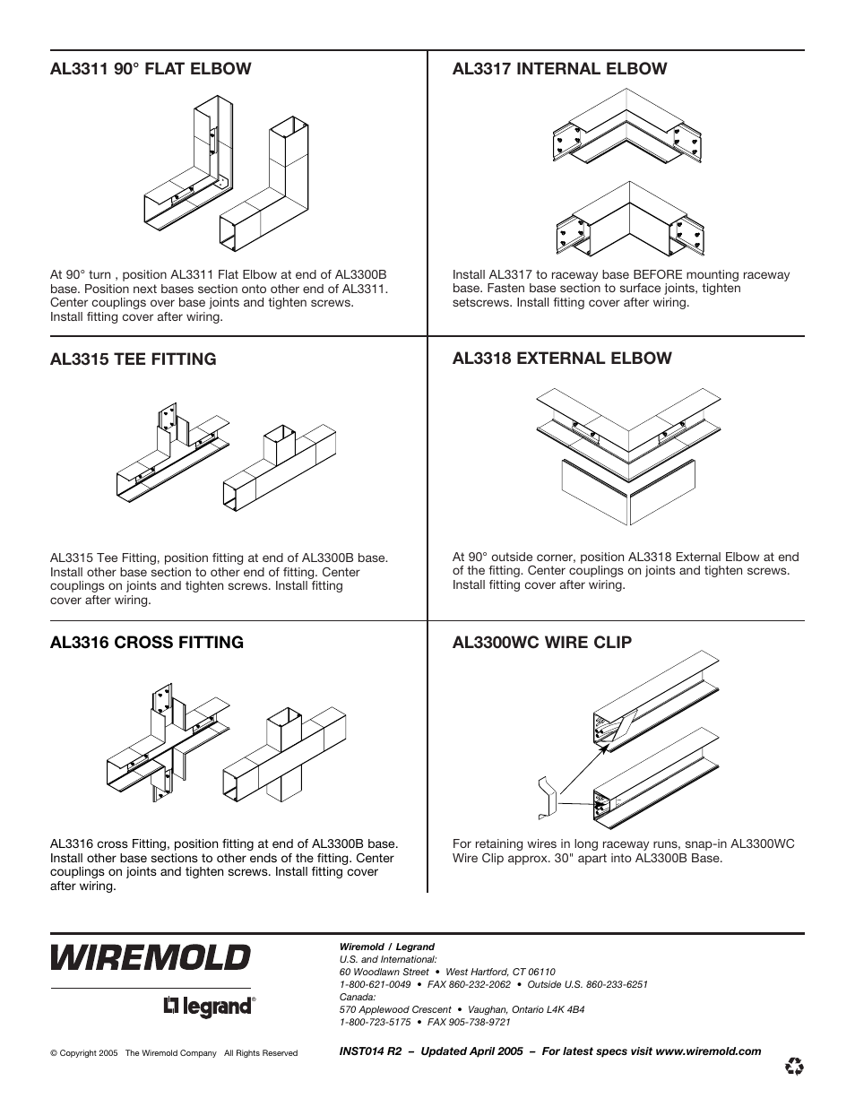 Legrand AL3356-ACTLPB Small Aluminum Surface Raceway User Manual | Page 4 / 4