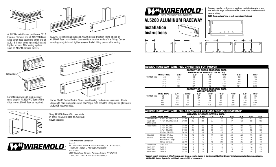Legrand AL5200 Series Aluminum Raceway User Manual | 2 pages