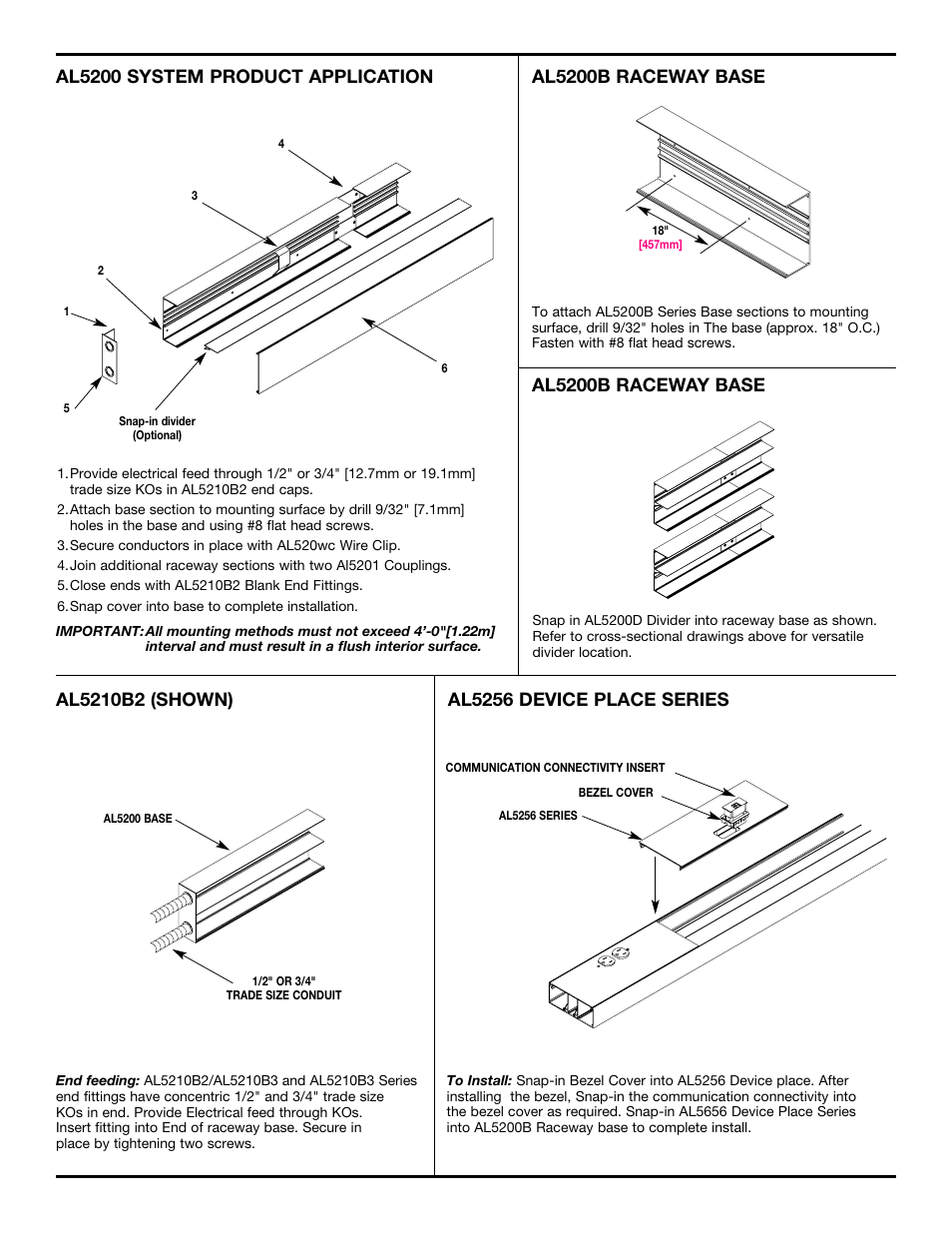 Legrand AL5200 Series Large Multi-Channel Aluminum Surface Raceway User Manual | Page 2 / 4