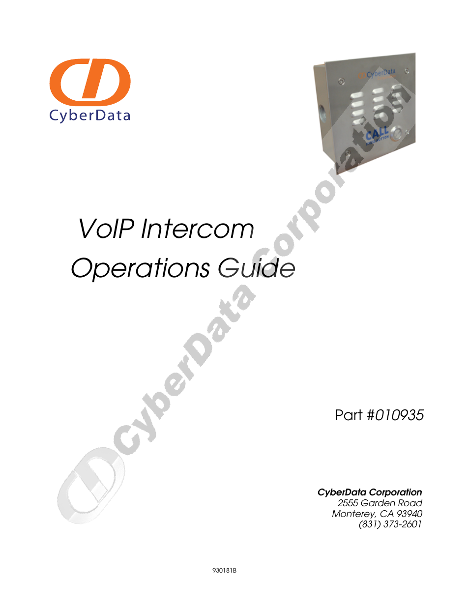 CyberData VoIP Intercom User Manual | 48 pages