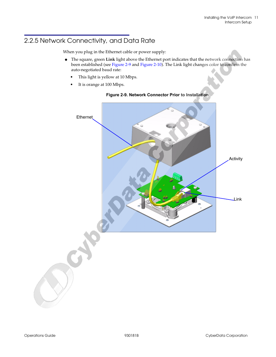 5 network connectivity, and data rate | CyberData VoIP Intercom User Manual | Page 19 / 48