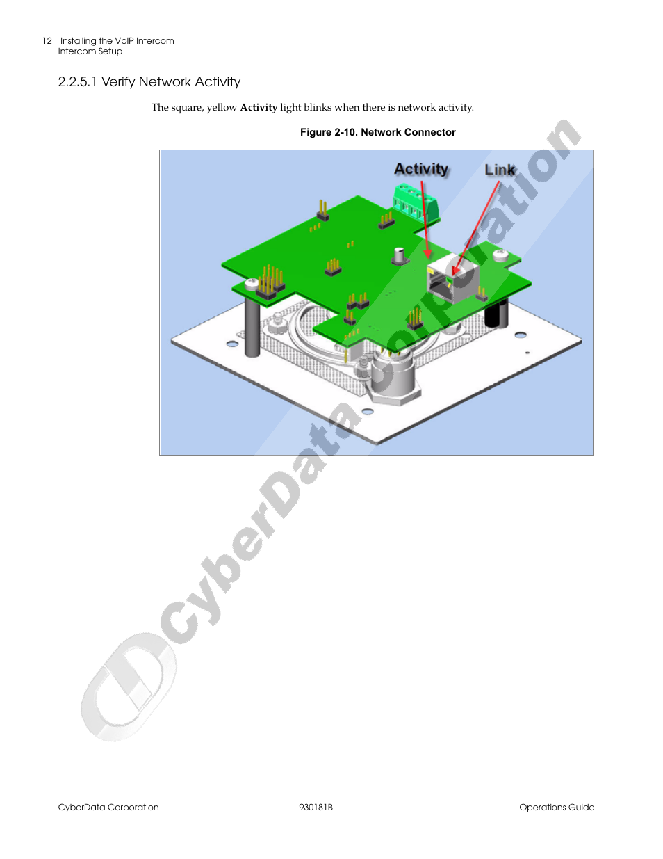 1 verify network activity | CyberData VoIP Intercom User Manual | Page 20 / 48