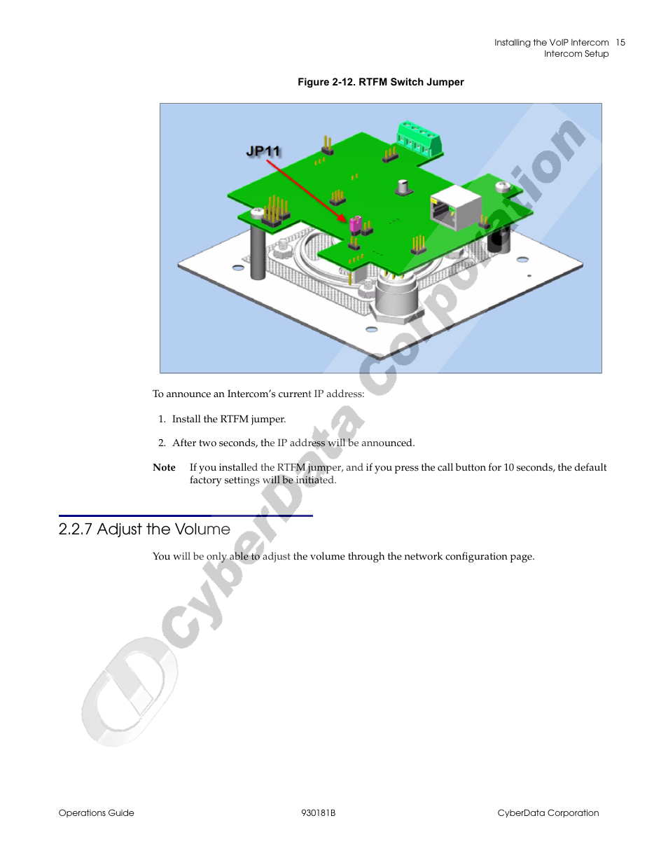 7 adjust the volume | CyberData VoIP Intercom User Manual | Page 23 / 48