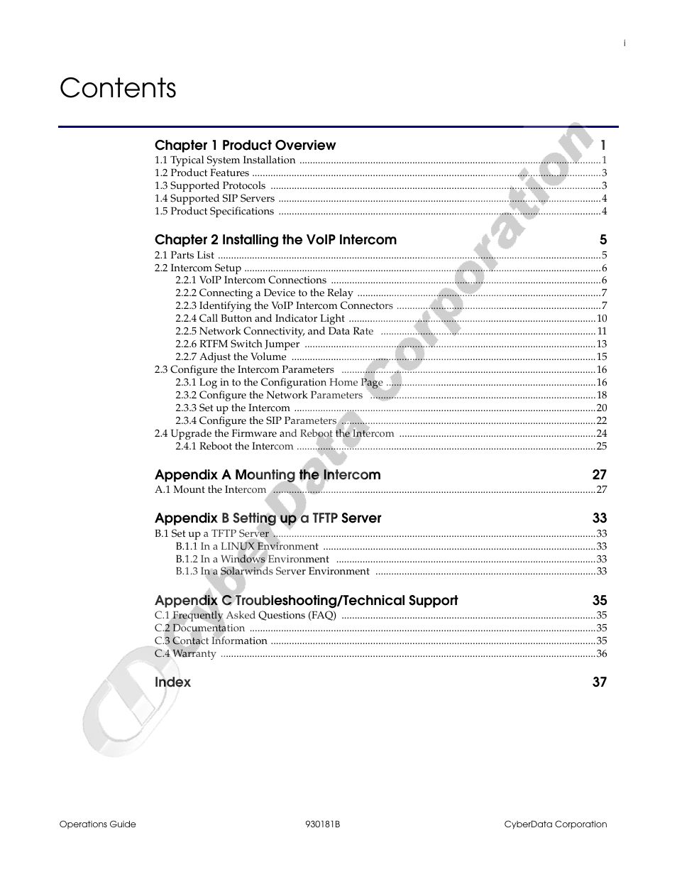CyberData VoIP Intercom User Manual | Page 7 / 48