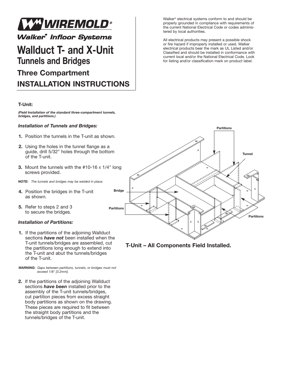 Legrand Wallduct Medical Raceway System T User Manual | 2 pages