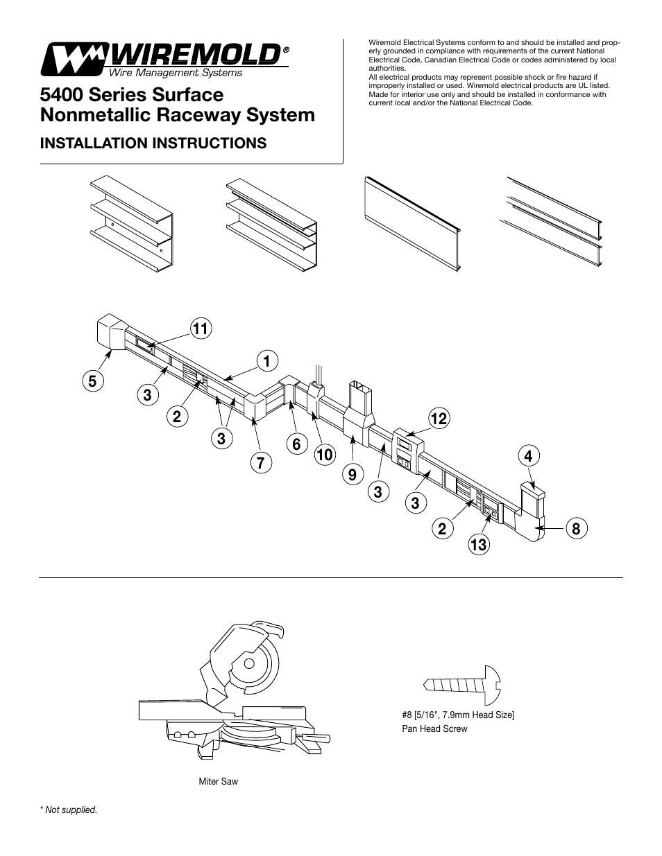 Legrand 5400 Series Large Capacity Raceway User Manual | 6 pages