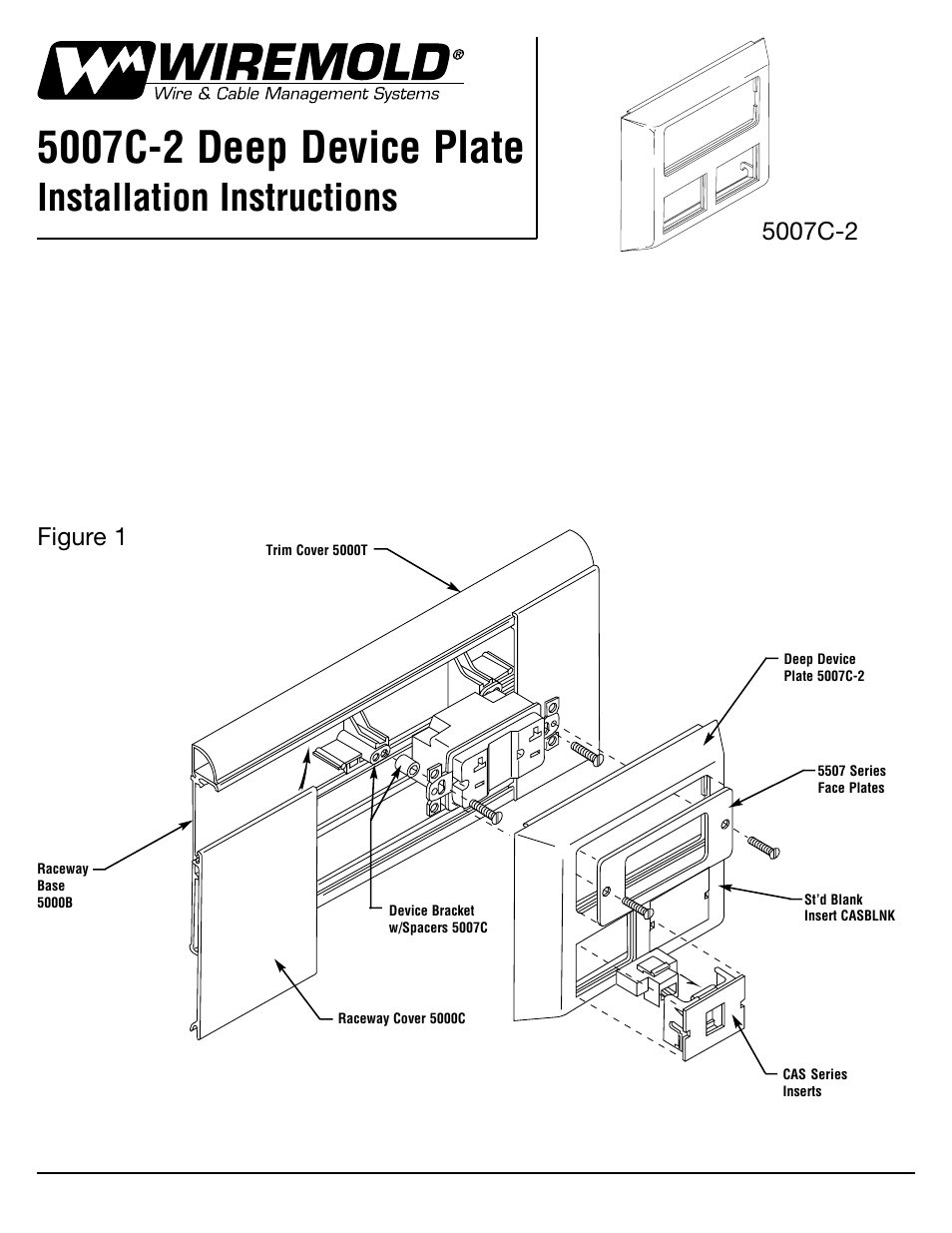 Legrand Access 5000 Large Capacity Raceway Device Plate User Manual | 2 pages