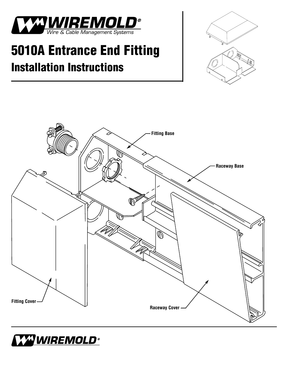 Legrand Access 5000 Large Capacity Raceway Entrance End Fitting User Manual | 1 page