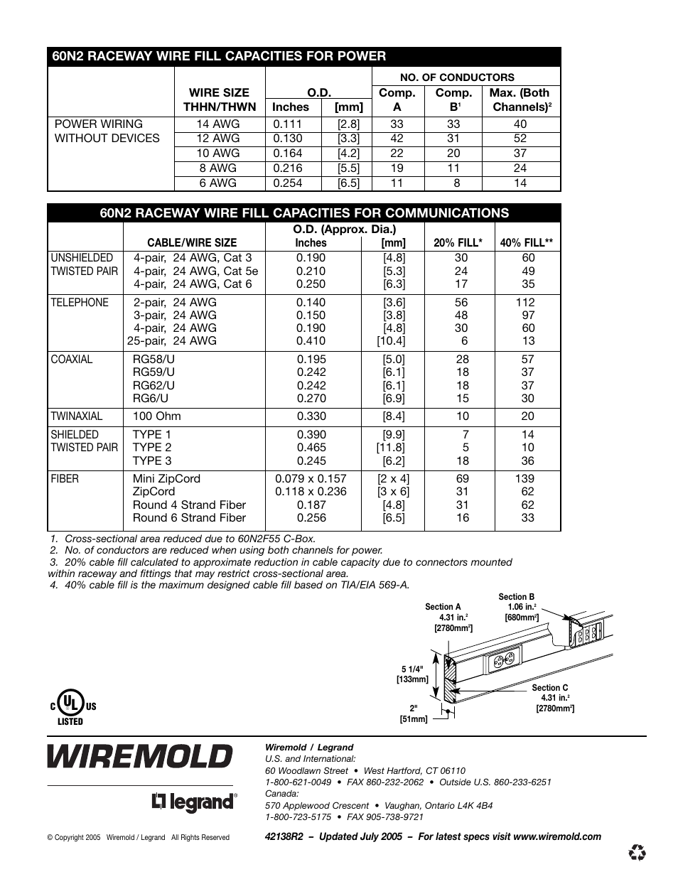 Legrand 40N2 Series CableSmart Nonmetallic Surface Raceway System User Manual | Page 6 / 6