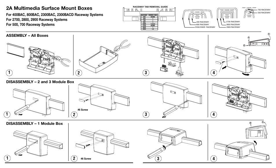 2a multimedia surface mount boxes | Legrand 2700 Series Uniduct Low-Voltage Latching Raceway 2A Multimedia Surface Mount Boxes User Manual | Page 2 / 2