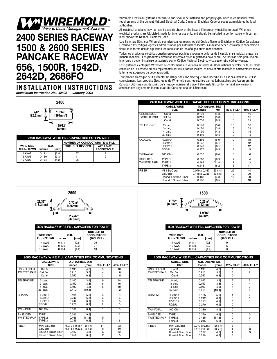 Legrand 1500 Series Steel Pancake Overfloor Raceway User Manual | 2 pages