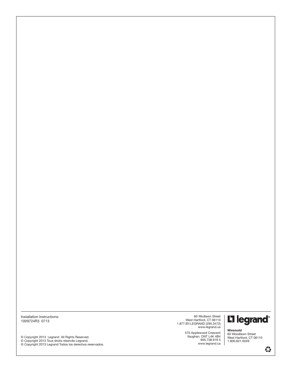 Legrand OFR Series Overfloor Raceway Base User Manual | Page 12 / 12