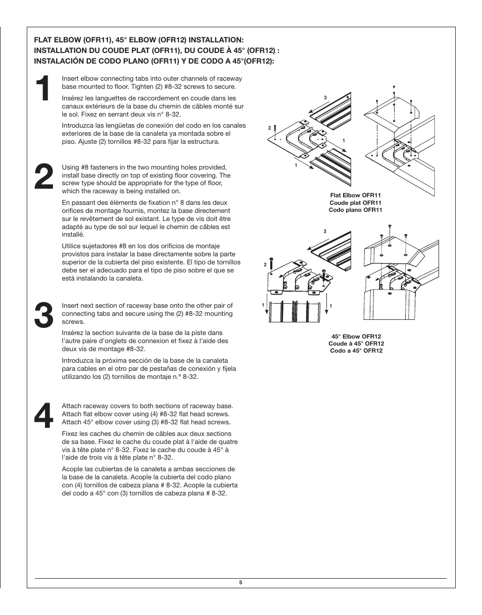 Legrand OFR Series Overfloor Raceway Base User Manual | Page 5 / 12