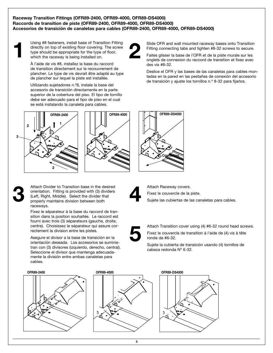 Legrand OFR Series Overfloor Raceway Transition Fittings User Manual | Page 3 / 12