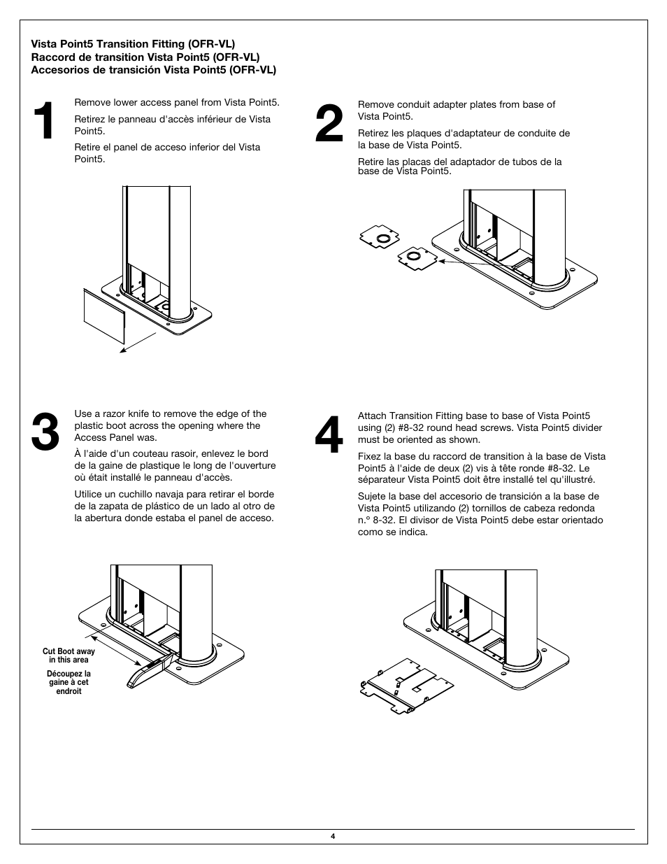 Legrand OFR Series Overfloor Raceway Transition Fittings User Manual | Page 4 / 12