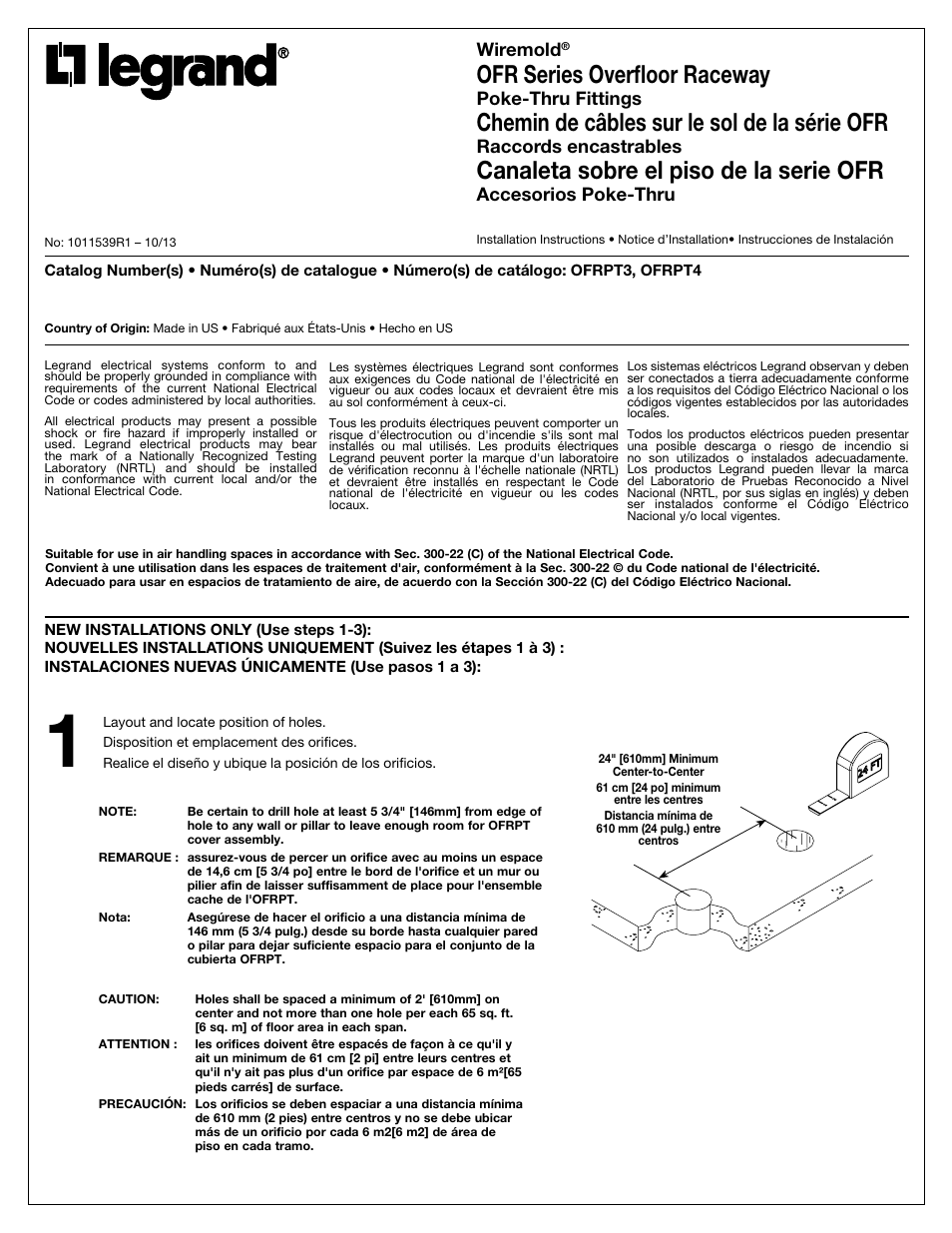 Legrand OFRPT3 User Manual | 8 pages