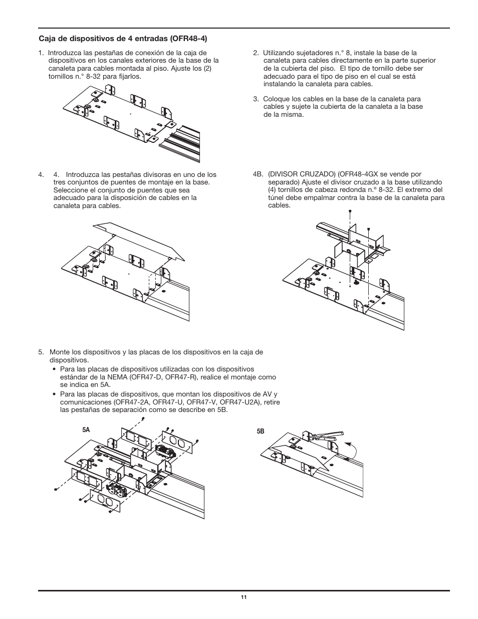 Legrand OFR Series Overfloor Raceway Device Boxes User Manual | Page 11 / 12