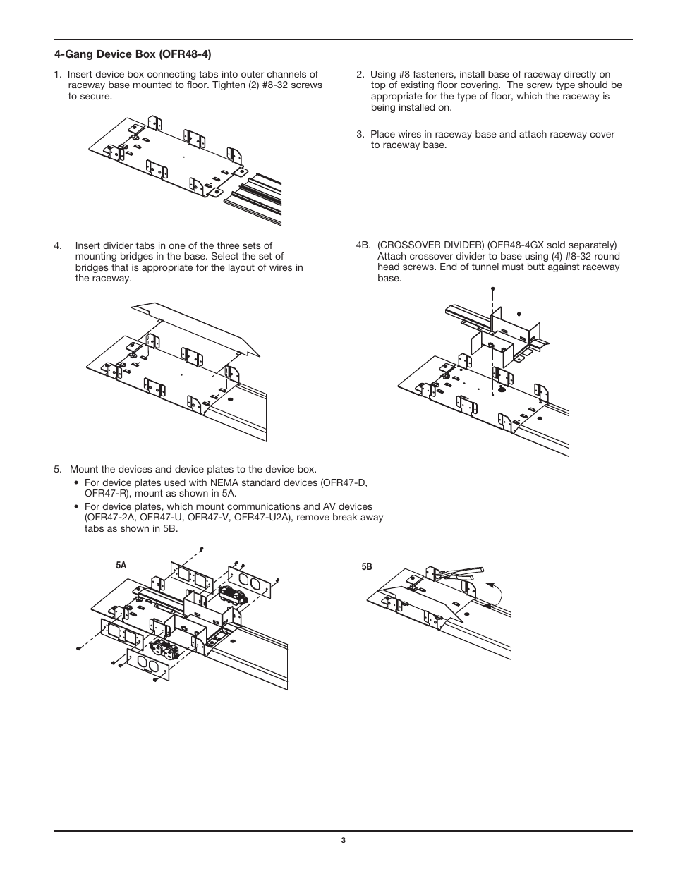 Legrand OFR Series Overfloor Raceway Device Boxes User Manual | Page 3 / 12