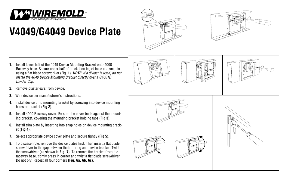 Legrand V4049 Device Plate User Manual | 1 page