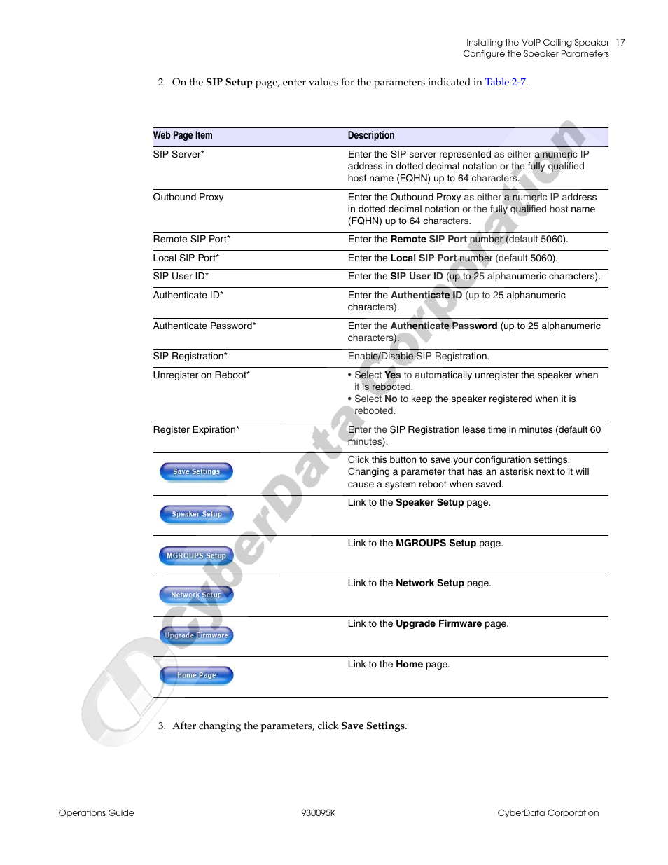 Table 2-7 | CyberData 930095K User Manual | Page 23 / 42