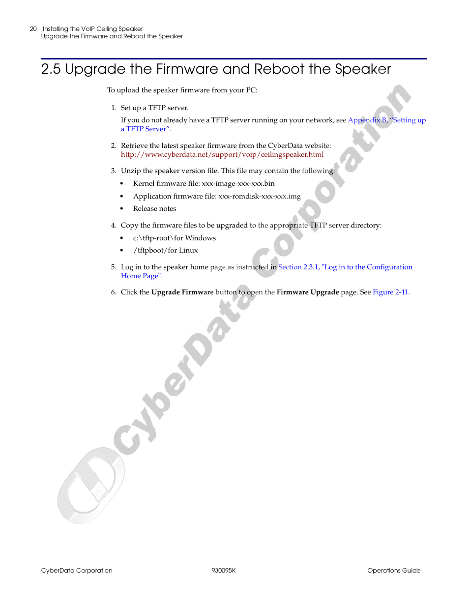 5 upgrade the firmware and reboot the speaker | CyberData 930095K User Manual | Page 26 / 42