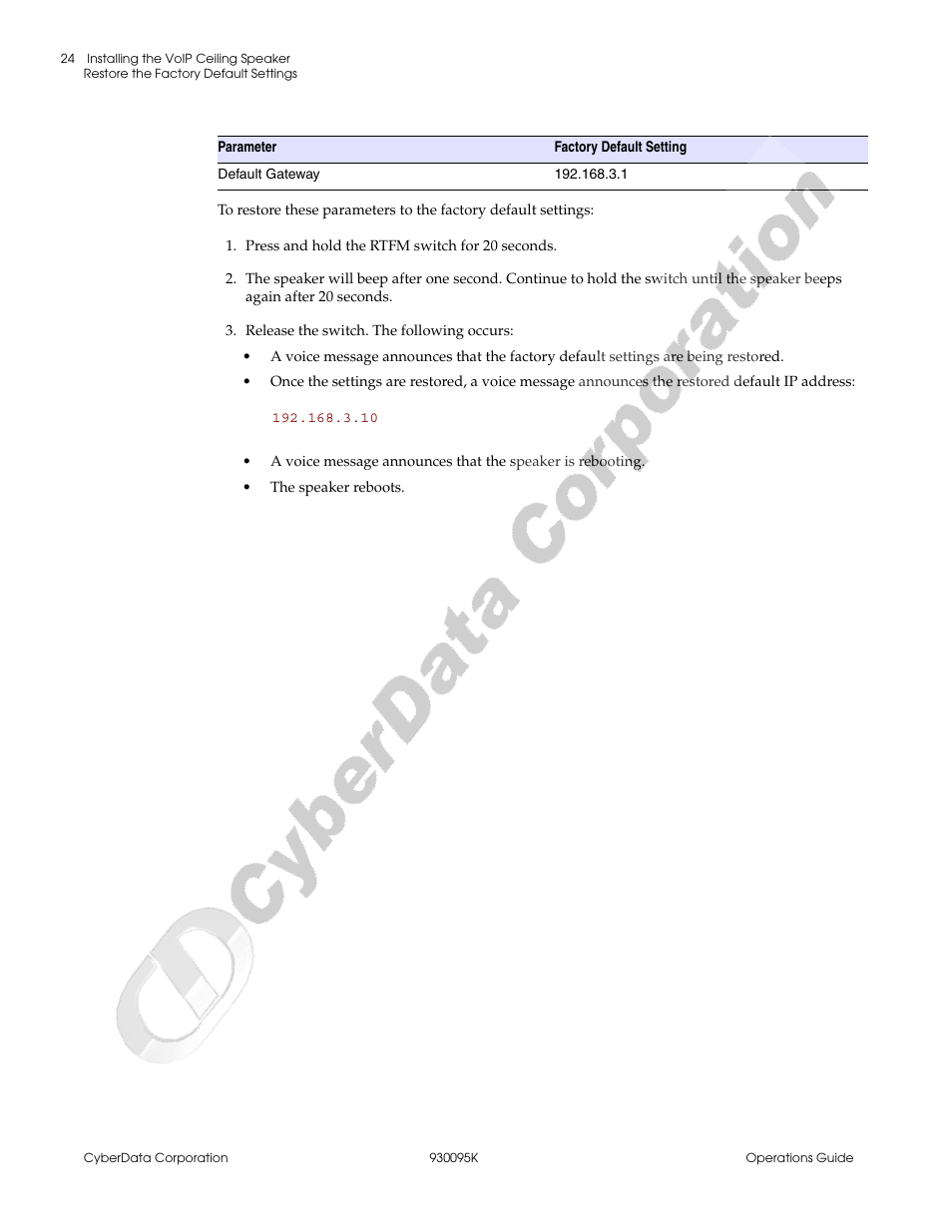 CyberData 930095K User Manual | Page 30 / 42
