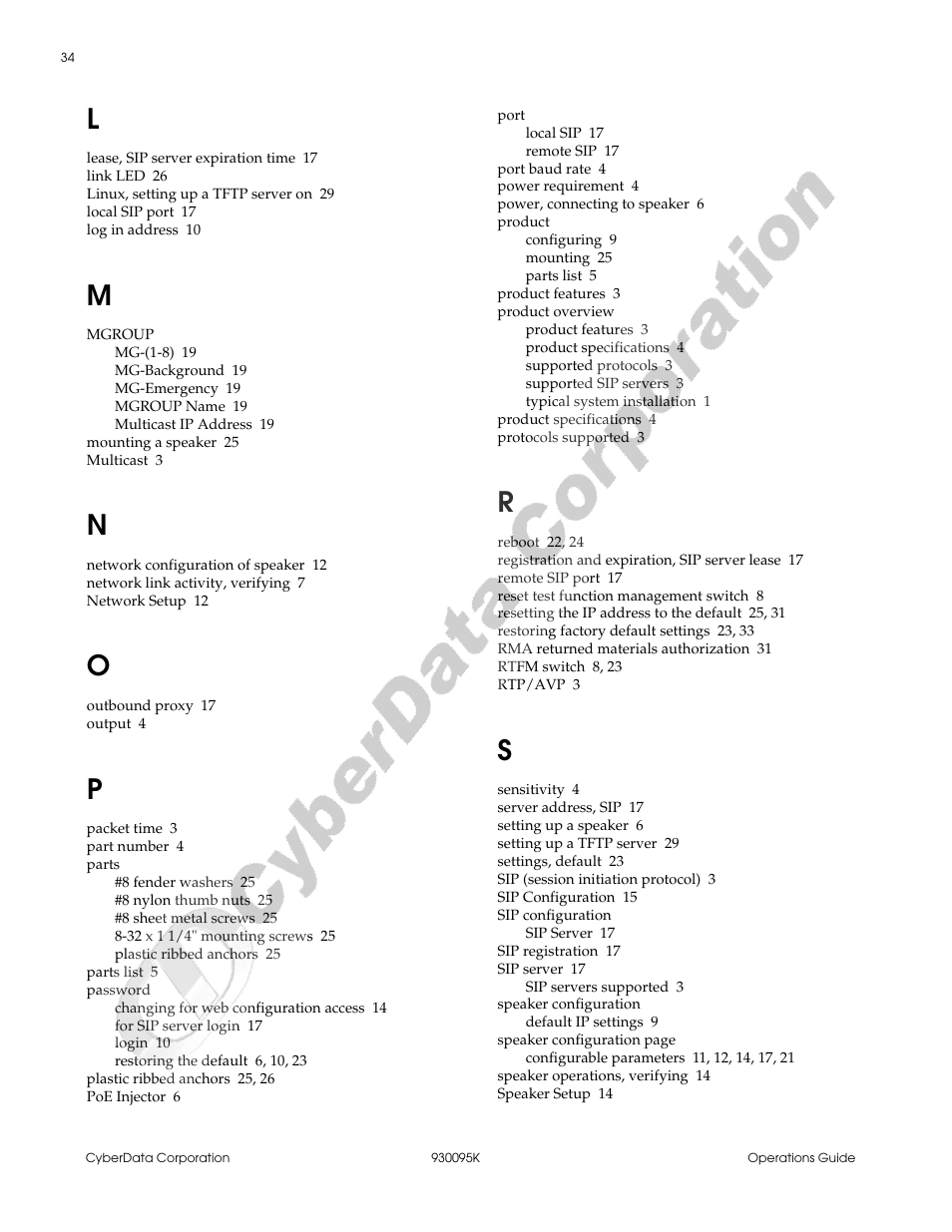 CyberData 930095K User Manual | Page 40 / 42