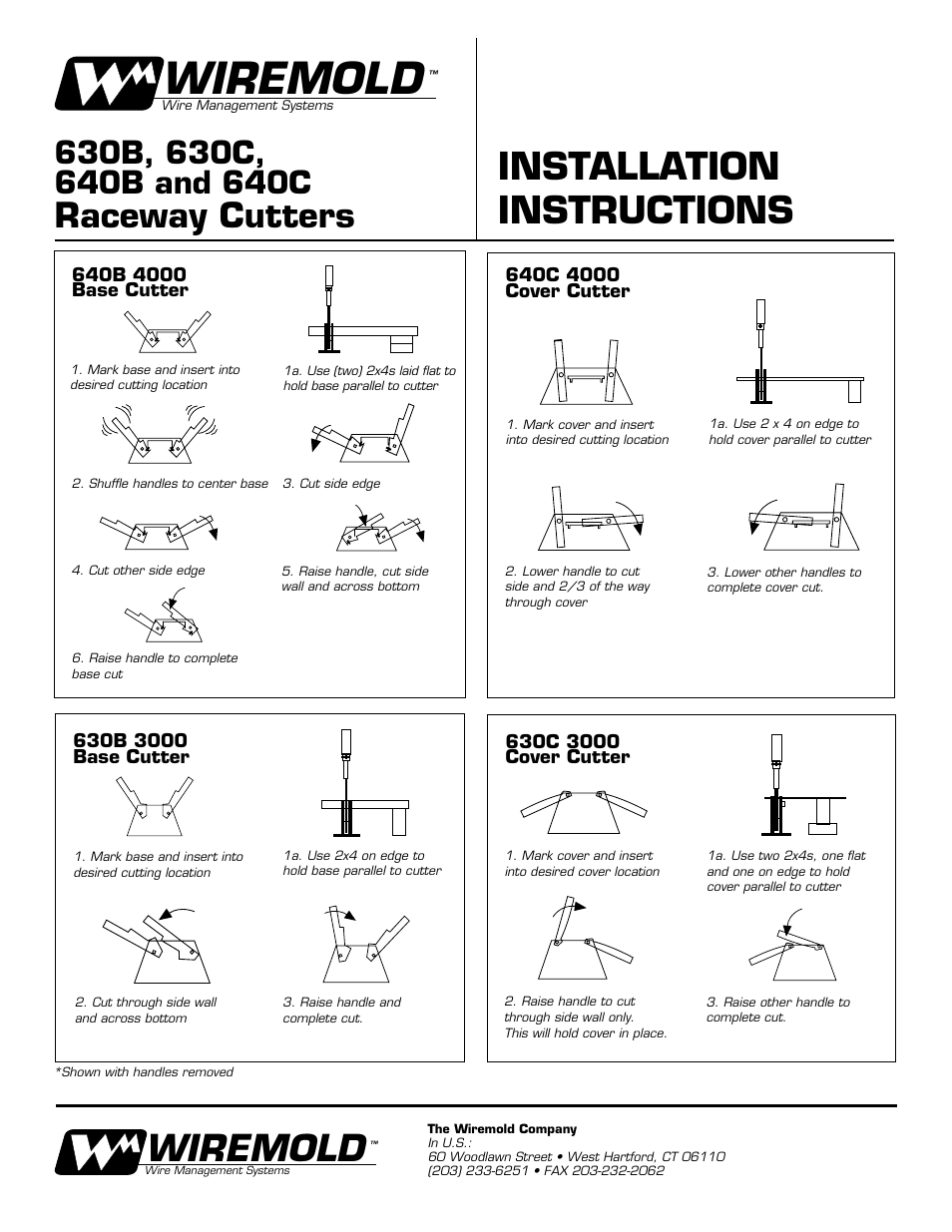 Legrand 630B Raceway Cutters User Manual | 1 page