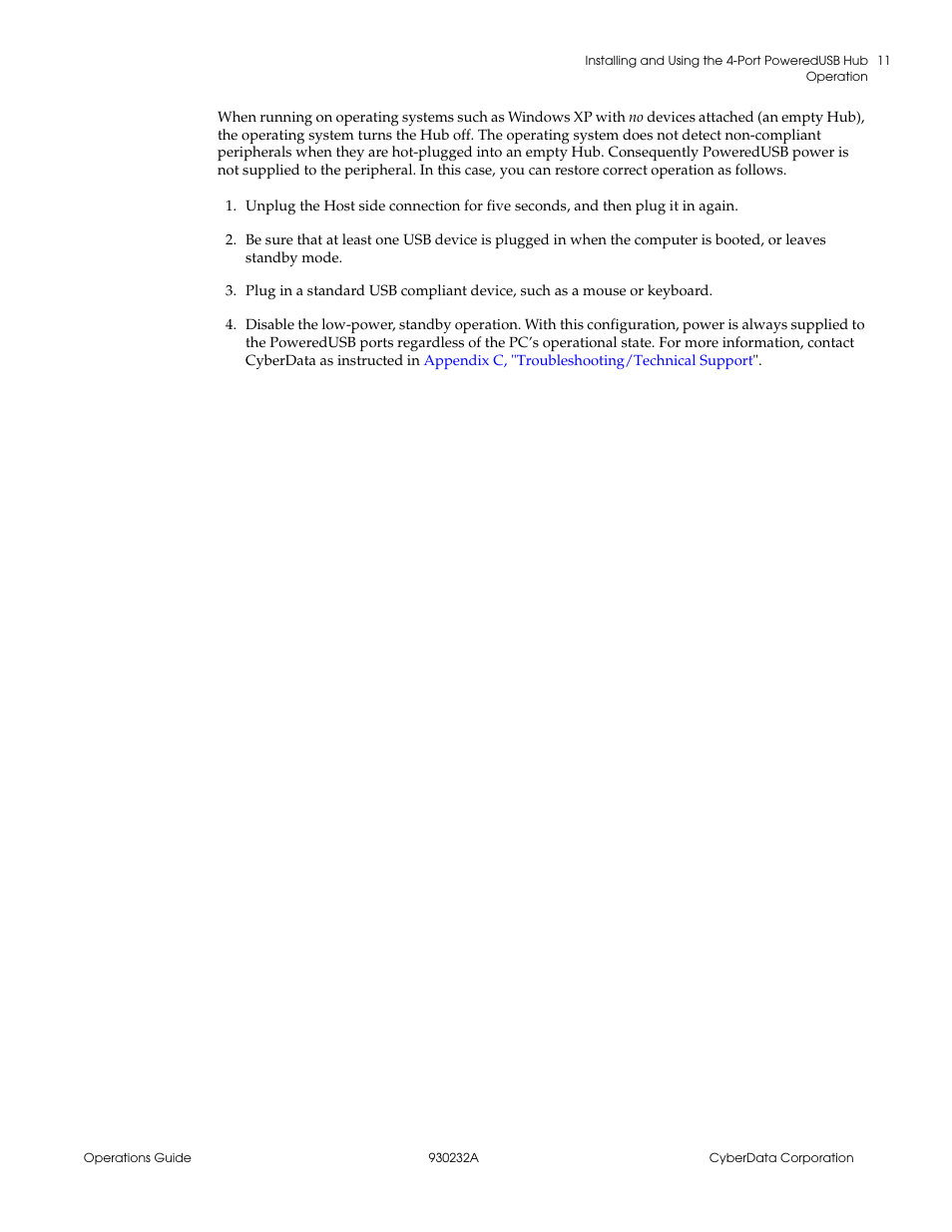 CyberData 4-PORT POWEREDUSB 2.0 HUB 11006 User Manual | Page 15 / 24