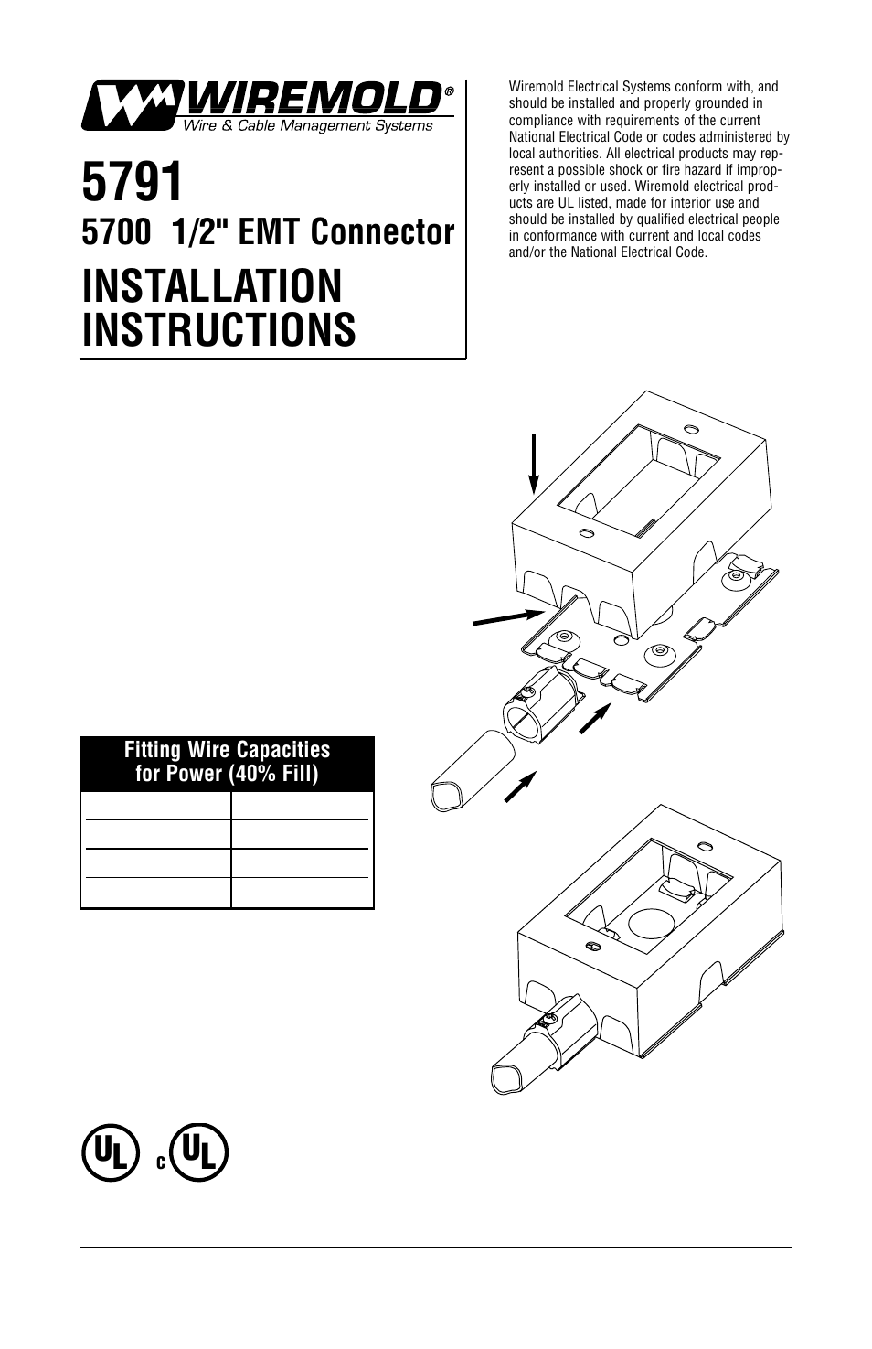 Legrand 5700 1/2 EMT Connector User Manual | 1 page