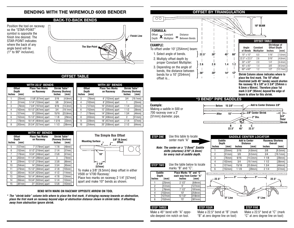 Bending with the wiremold 600b bender | Legrand 500 Series Small Raceway Bender Operation User Manual | Page 2 / 2