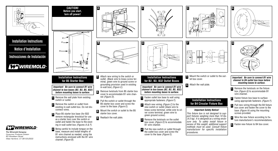 Legrand B5 Small Raceway Device Box User Manual | 2 pages