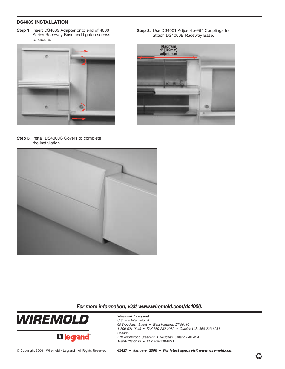 Legrand DS4000 End Fittings User Manual | Page 4 / 4