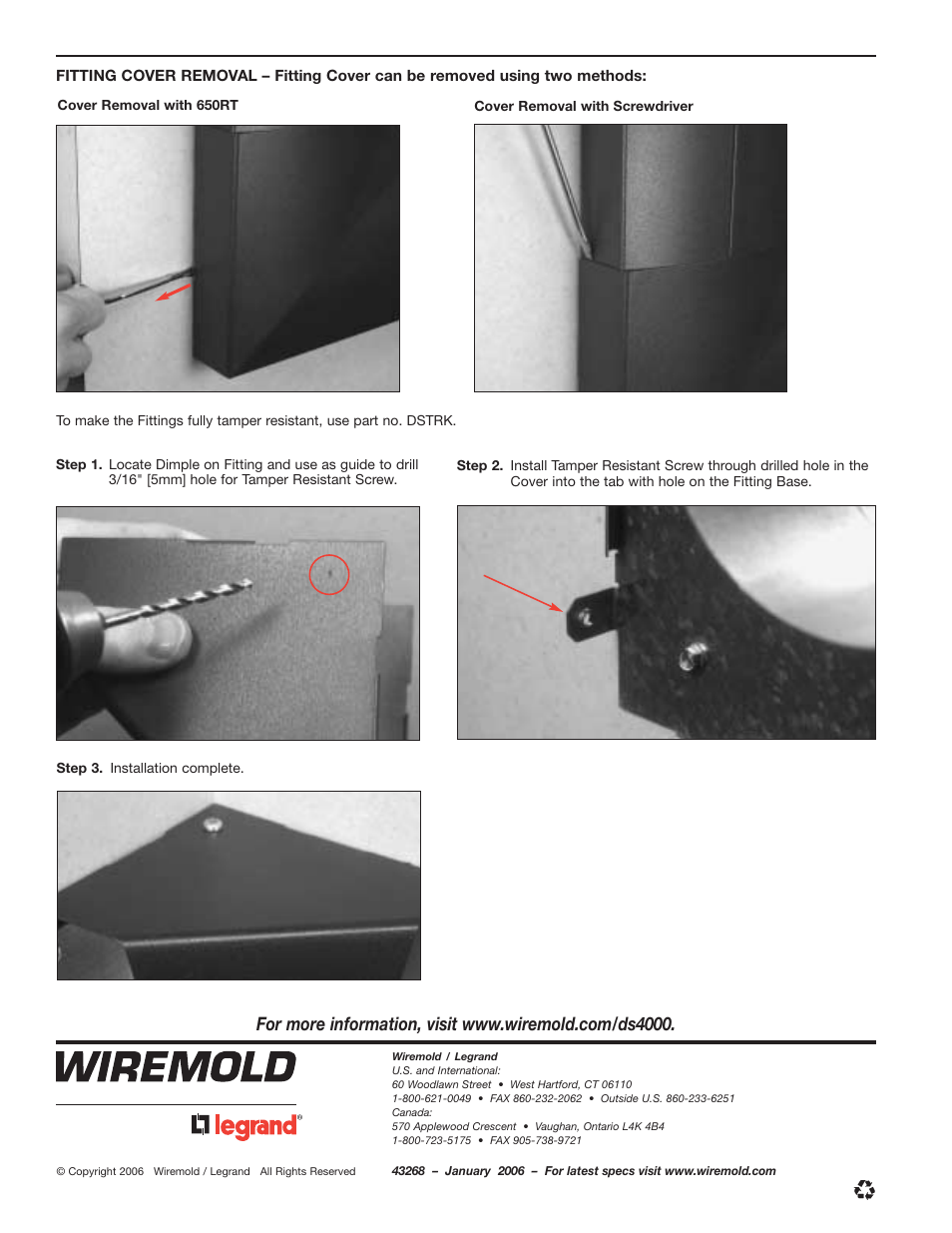 Legrand DS4000 Elbow Fittings User Manual | Page 4 / 4