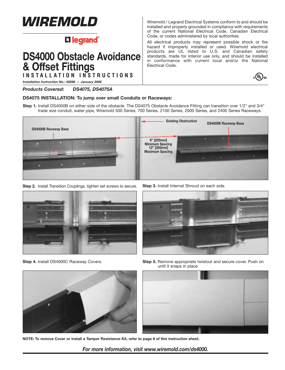 Legrand DS4000 Obstacle Avoidance User Manual | 8 pages