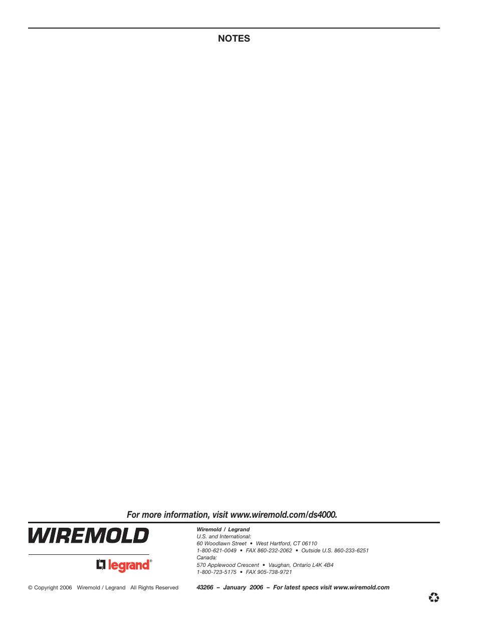 Legrand DS4000 Obstacle Avoidance User Manual | Page 8 / 8