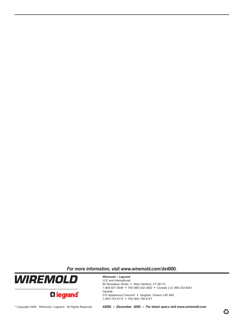 Legrand DS4000 Forward Facing Activation Plates User Manual | Page 4 / 4