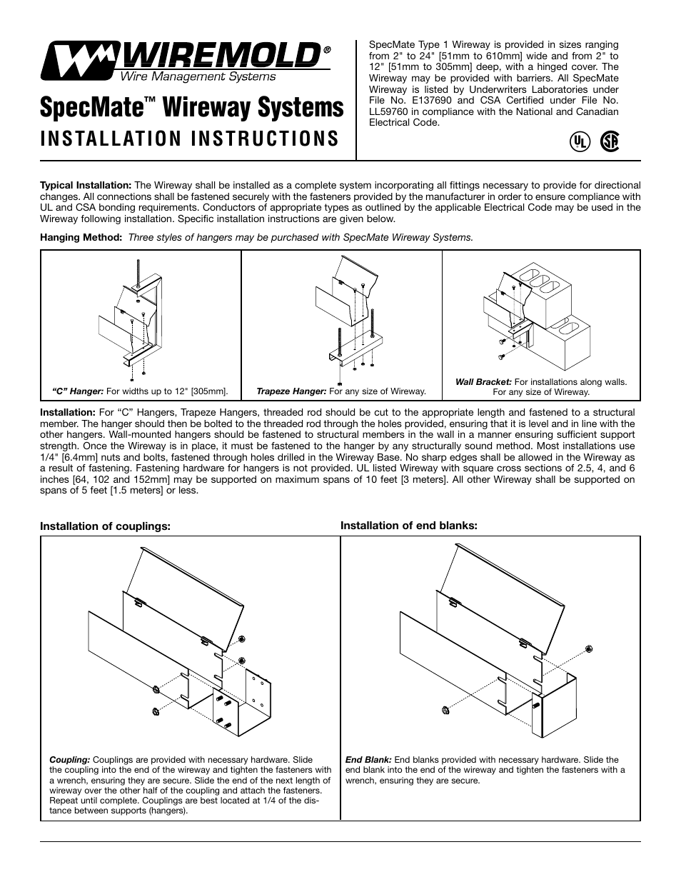 Legrand SPMJ SpecMate Wireway Systems User Manual | 2 pages